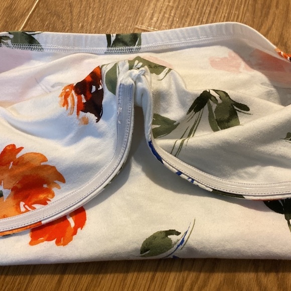 Torrid Strapless Floral Tank Top - White, Orange, and Blue - Picture 7 of 9